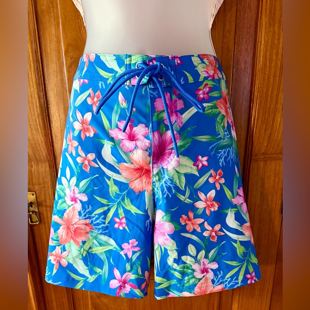 Tommy Bahama Blue-Pink Floral Board Swim Shorts - Picture 3 of 5